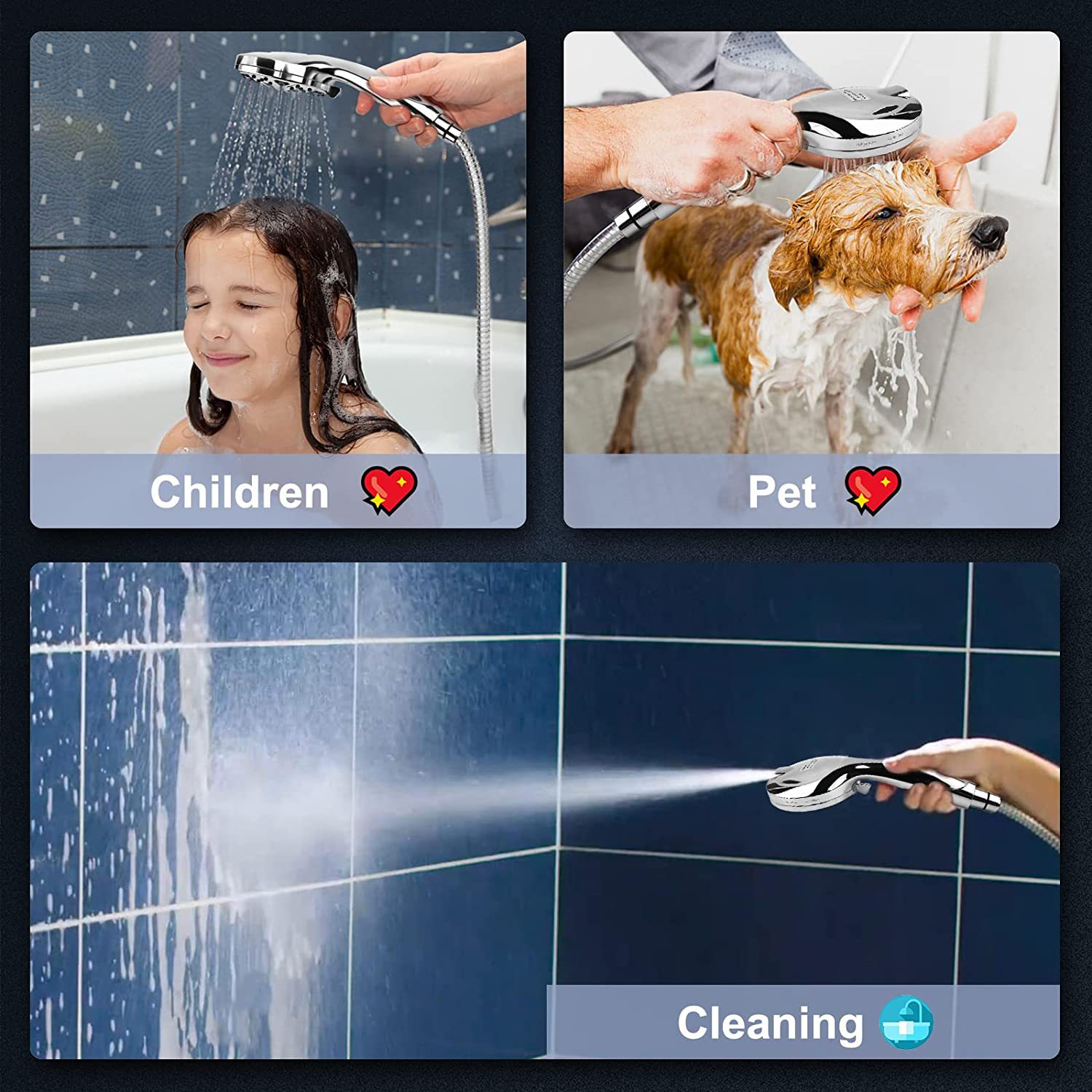 Foreign trade bathroom household showerhead set, multi-functional water spray mode constant temperature pressurized shower showerhead set Item Picture
