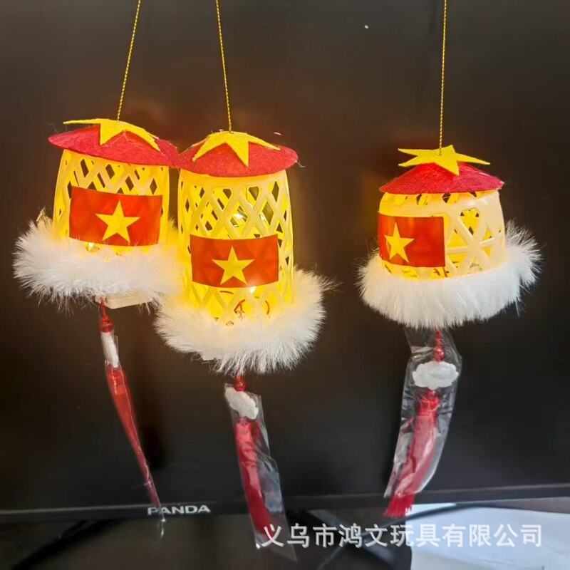 竹编发光五星灯笼夜市摆地摊发光古风小商品灯笼爆款手工编织花灯|undefined