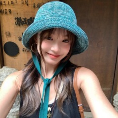 日系防晒飘带倪妮同款渔夫帽子女2025新款透气针织盆帽夏季遮阳帽