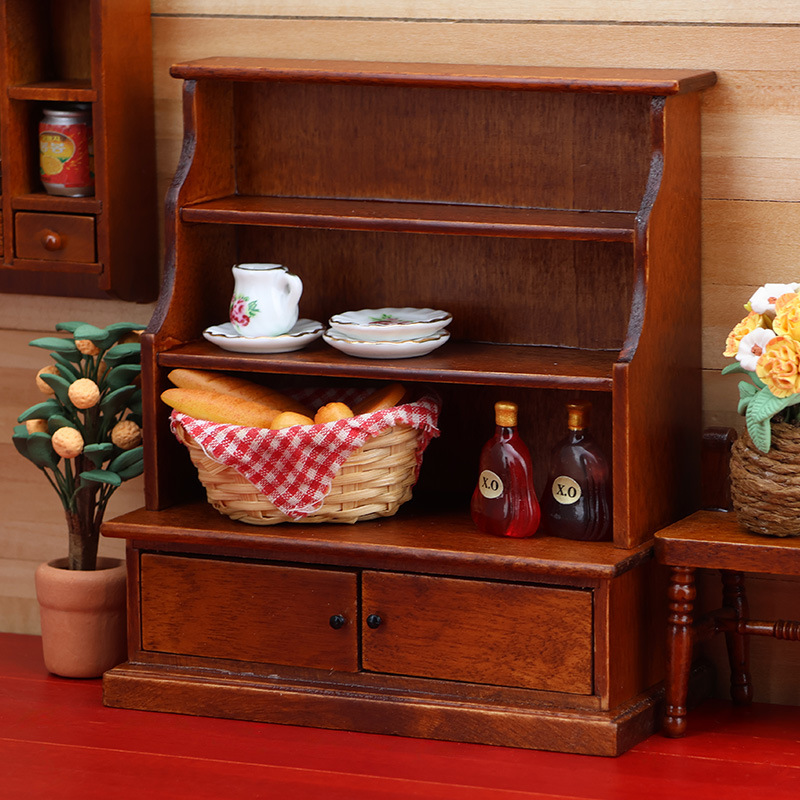 1:12娃娃屋dollhouse迷你家具木质工艺品微缩场景摆件多层置物柜|undefined