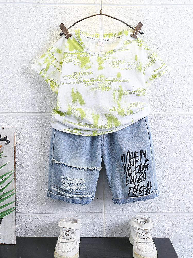 Conjunto de Verano para Niños 7148, Estilo Coreano 2026, Camiseta de Manga Corta y Pantalones, Conjunto Fresco para Bebés