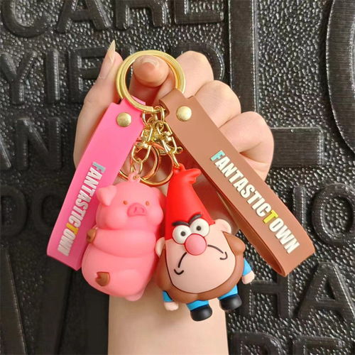 Creative Cartoon Figurine Keychain for New Cross-Border Strange Town, Cute Schoolbag Key Holder, Gift for Wholesale
