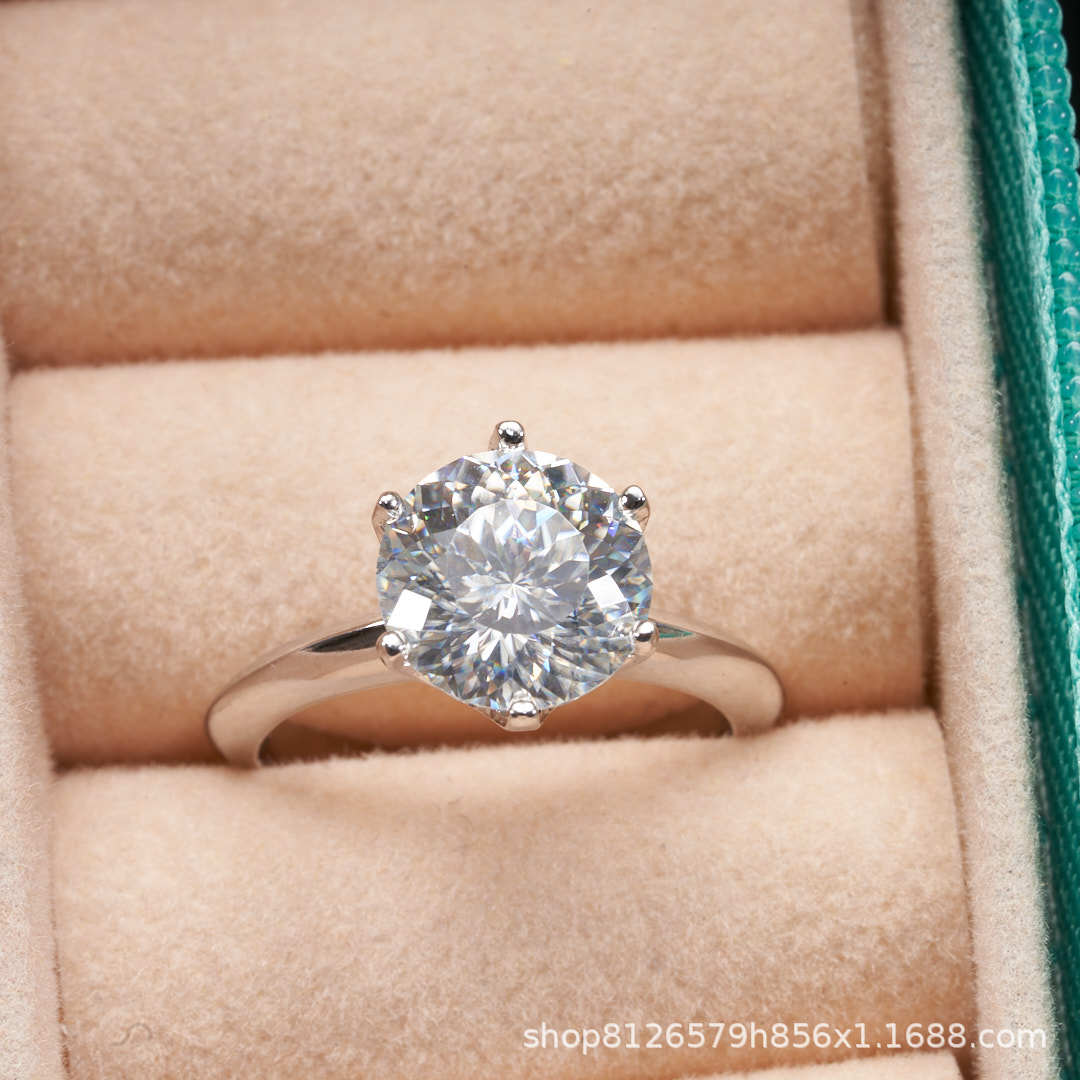 Anillo de piedra de mosaico de 123 quilates anillo de diamante clásico de mujer D buen color de fuego