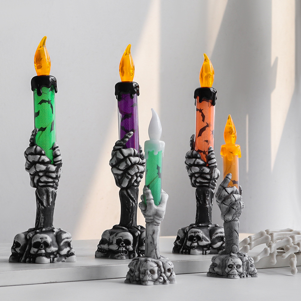 Luces decorativas de Halloween lugar del partido diseño accesorios cráneo fantasma de mano luz de la vela LED electrónico Luz de calabaza