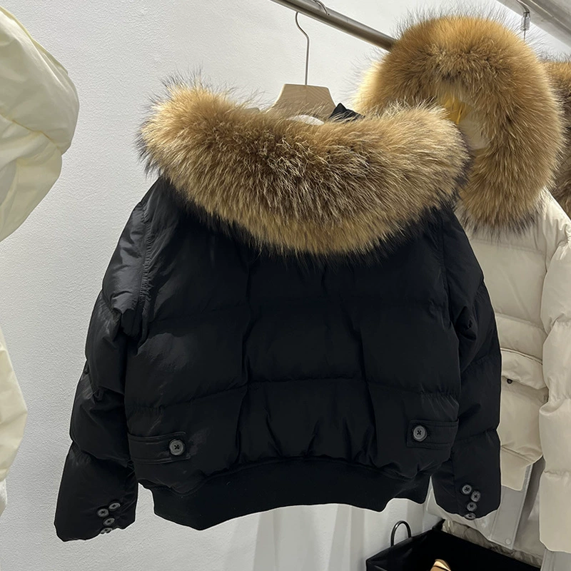 Down jacket, Korean style, oversize, increased thickness, fur‑trimmed hood