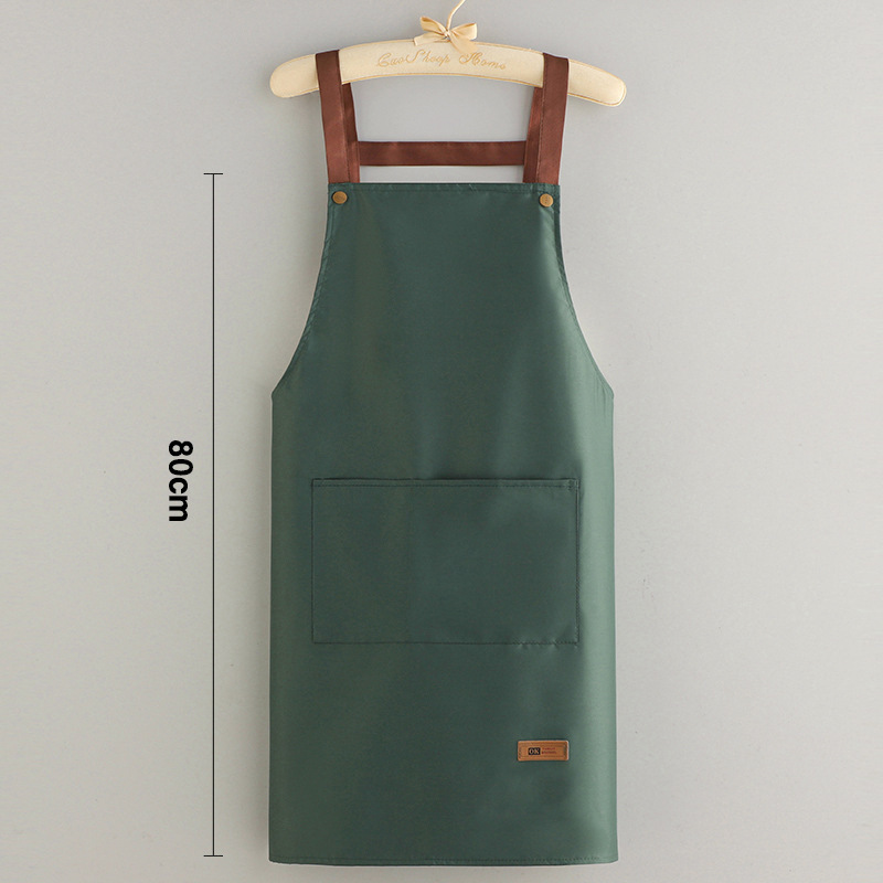エプロン防水防油ストラップ純色大ポケットキッチン料理レストラン家庭用男女作業服カスタムロゴ|undefined