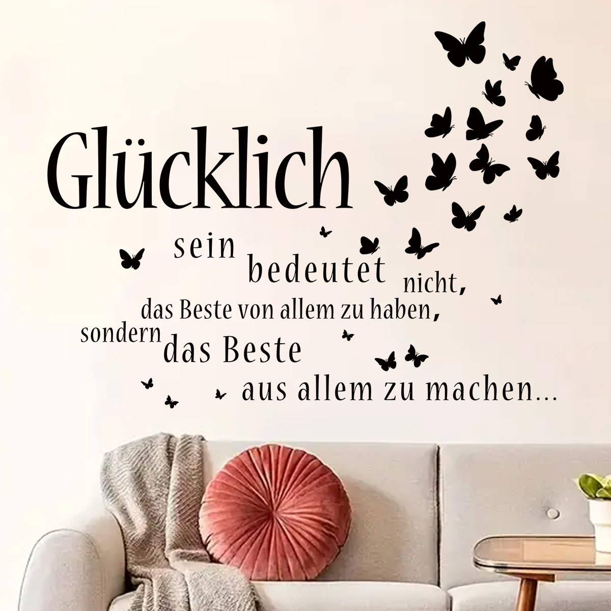 Beautiful Butterfly French Short Sentences Self-adhesive Wall Stickers Ins Style Living Room Room Room Background Wall Decorative Stickers BR0400F