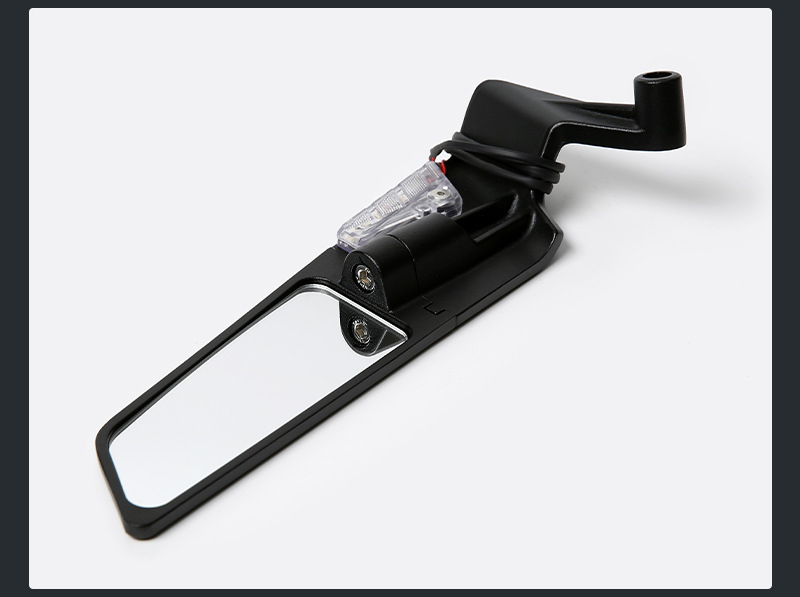 Motorcycle Modification Accessories Large Fixed Wing Black Shell Rearview Mirror with Light High-Definition Mirror Sports Car Reverse Mirror