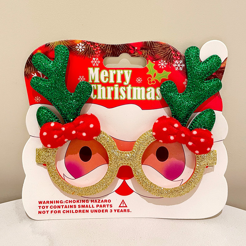Nuevo marco de gafas de plástico feliz navidad para adultos y niños fiesta de disfraces accesorios de Navidad al por mayor