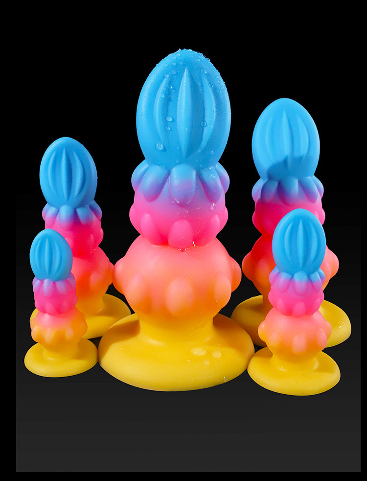 Jiuai Special-Shaped Silicone Anal Plug Dildo, Gourd Flower Extra Large, Multicolor — detail image 18