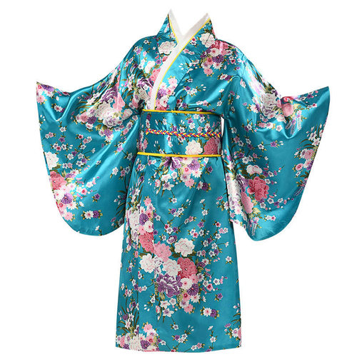 Ethnic style girls kimono Japanese formal dress traditional improved printed cardigan pajamas robe suit stage performance clothes