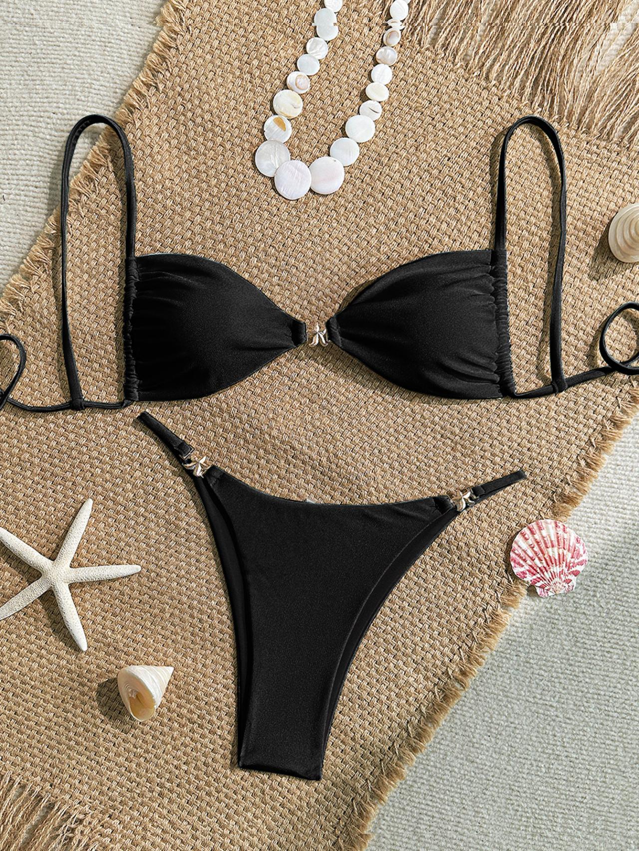 Women's Sexy Thin Rope Shoulder Strap Bikini Triangle Cup Swimwear for Beach Hot Springs Trending New_voghion.com