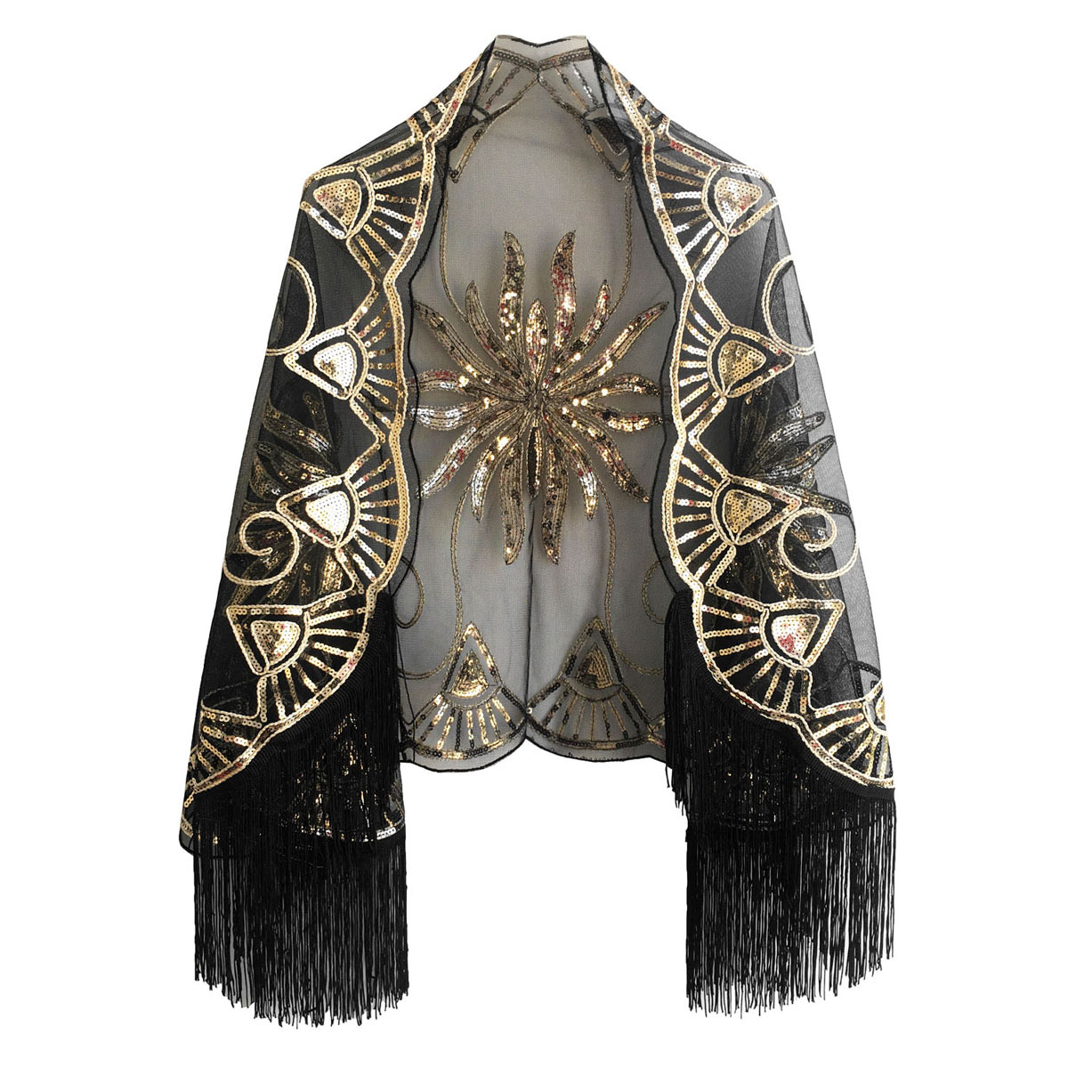 Europa y América borla lentejuelas vestido de noche nuevo banquete vestido de fiesta chal Amazon deseo transfronterizo bufanda desgaste exterior