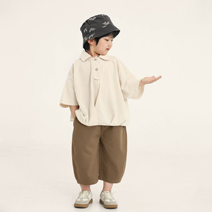 Changguo Children's Clothing Boys Short-sleeved Shirt Children's Summer New Loose Lapel Shirt Children's Korean Top