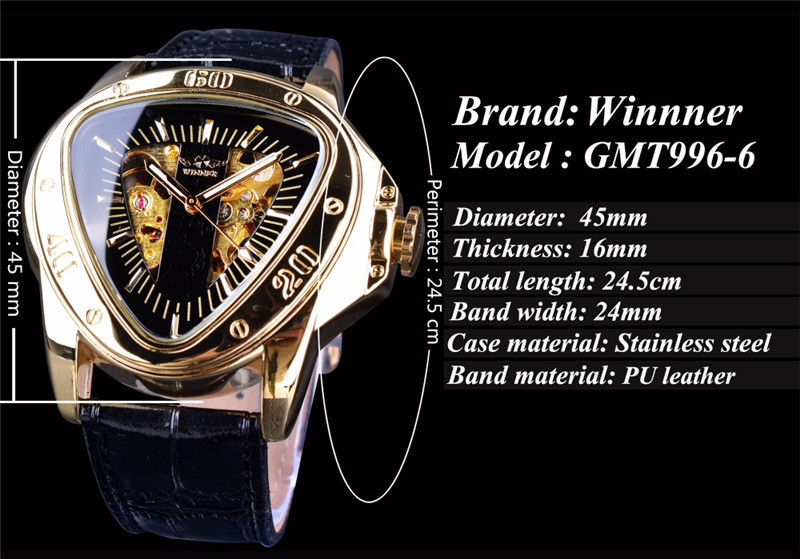 Men's Automatic Mechanical Watch With Triangular Dial And Case_voghion.com