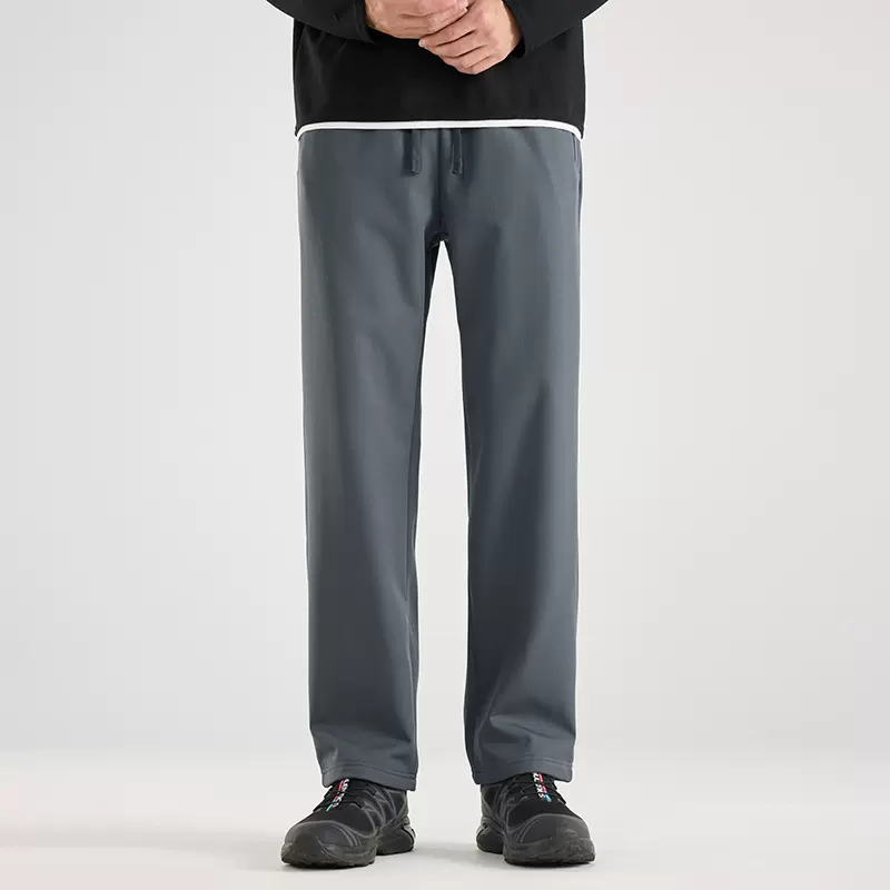 户外防风防水软壳冲锋裤男秋冬加绒加厚软壳裤男直筒宽松休闲裤男