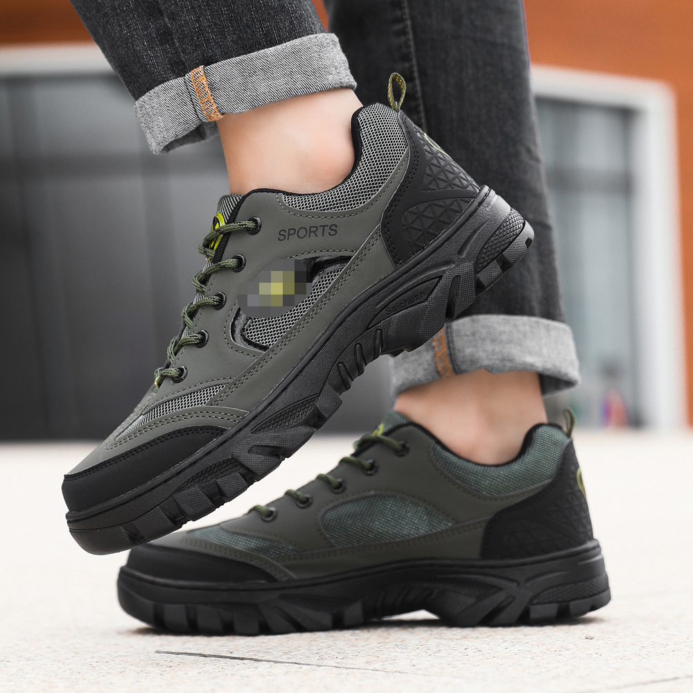 Work Shoes, Comfortable and Lightweight, Lace-Up Men's Shoes, Hiking Shoes, Breathable, All-Season Style, Trendy Men's Casual Shoes Wholesale