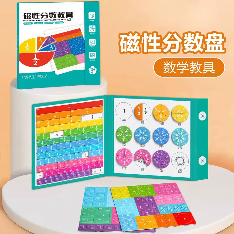 磁性分数学习教具小学数学三五年级盘的初步认识磁吸演示器加减法