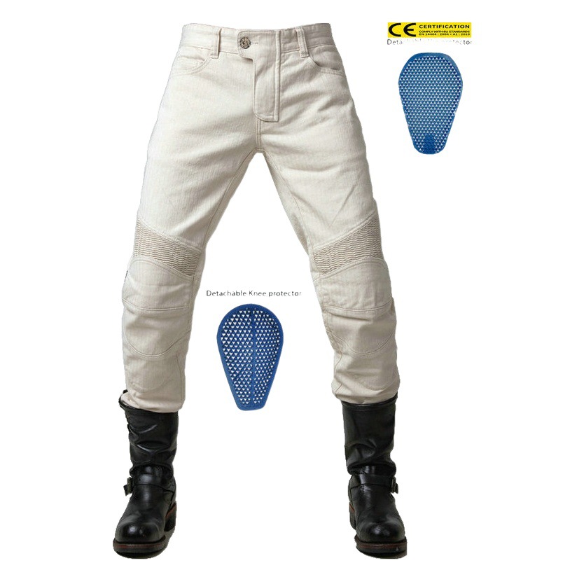 Volero motocicleta jeans hombres retro casual ciclismo pantalones estiramiento impermeable ventilador-prueba coche pantalones de silicona