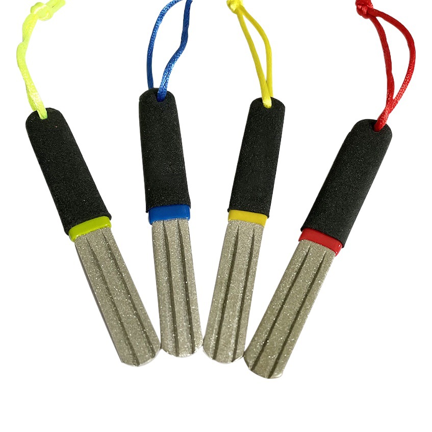 En stock suministro gancho de molienda de piedra diamante anzuelo archivo Dispositivo de gancho de molienda mango de doble color piedra de afilar Archivo de doble cara