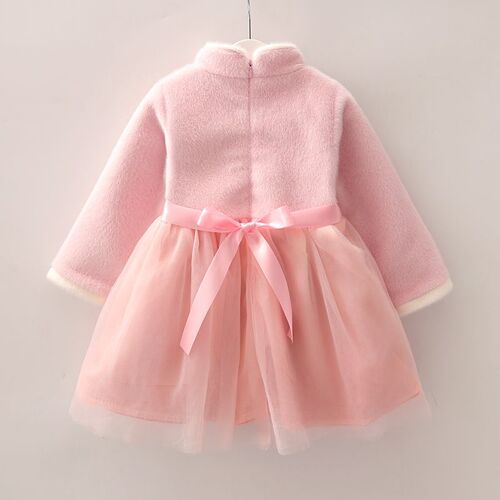 Girls' cheongsam dress winter new style one-year-old baby's Western-style Tang suit plus velvet New Year's greetings suit for children Chinese style Hanfu