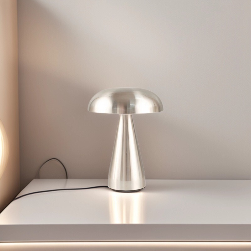 Danish Mushroom Table Lamp Led Touch Dimming Study Bedroom Portable Rechargeable Metal Decorative Night Light with a Touch of Luxury