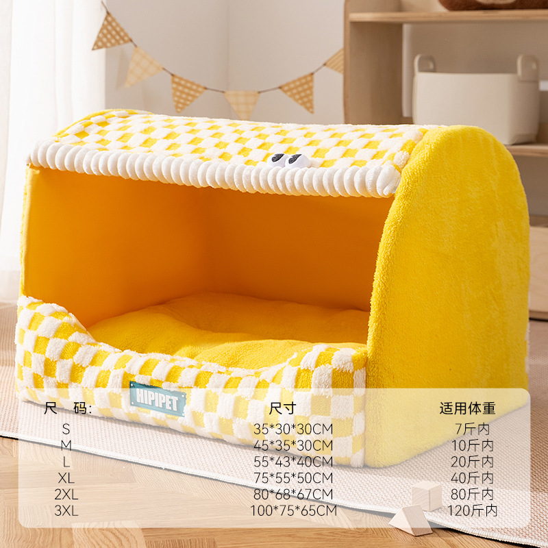 Perros de otoño e invierno, perros pequeños y medianos, osos tridimensionales, casas curvas, caseras para perros, cálidas y gruesas, caseras para gatos, caseras para perros grandes