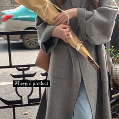 秋冬の新型の両面のカシミヤのコートの女性は長い金をプラスして膝のウールを越えます。