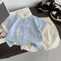 汉服男童夏季薄款中国风夏装儿童新中式六一端午演出服唐装两件套