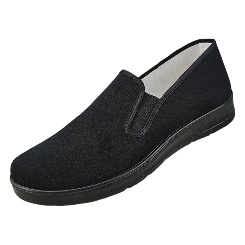 Primavera simple zapatos de tela antiguos de Beijing zapatos casuales de poliuretano para hombre zapatos de trabajo de hotel toalla de fase negra zapatos de papá de mediana edad