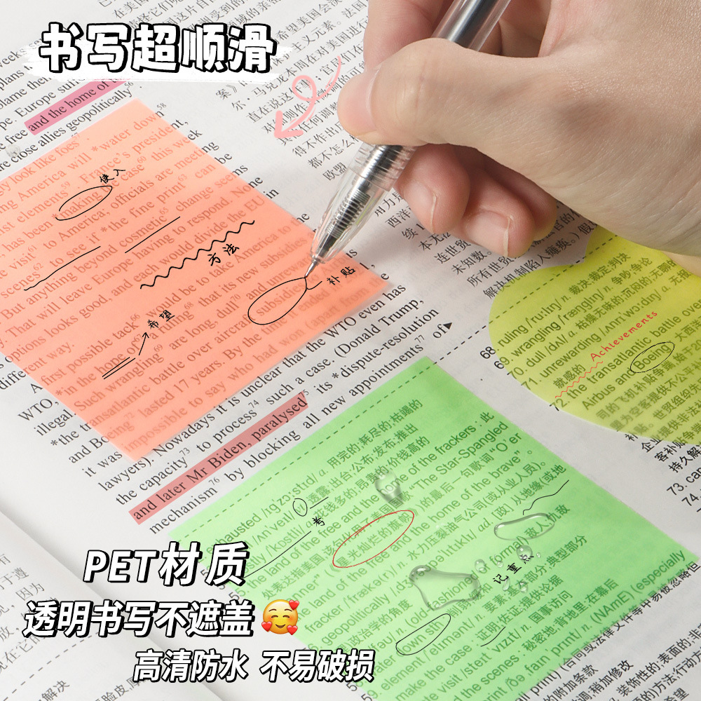 Spot ins transparente esmerilado color pegatinas adhesivas rápidas secas no se desvanecen n mensaje etiquetado pegatinas de memo