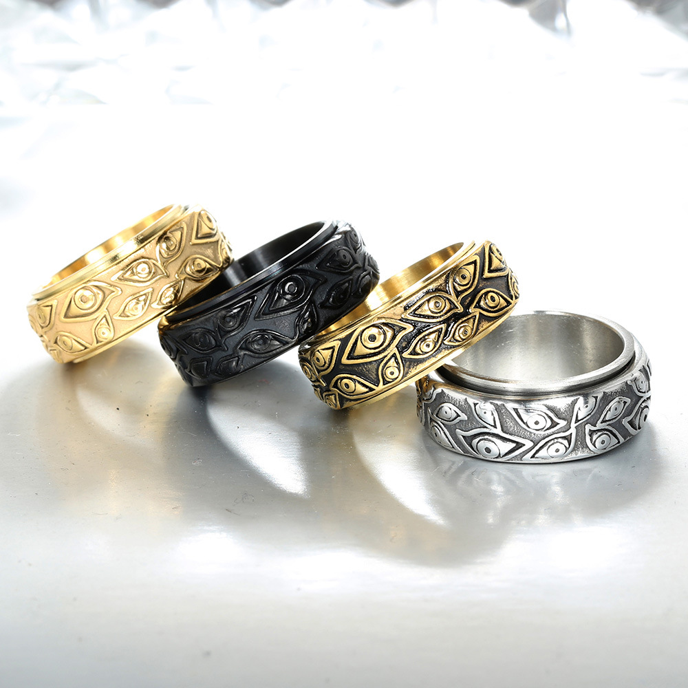 18K Real Gold Plated Plating Material Casual Retro Eye Stainless Steel Polishing Unisex Rings