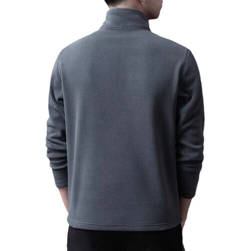 Autumn and Winter Men's High-Neck Color Double-Faced Fleece Semi-High Collar Sweatshirt Imitating Plush Fleece Hooded Warm Collar Base Shirt