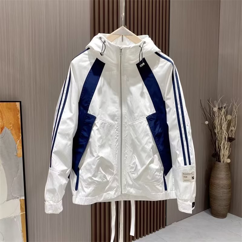 Autumn Color Matching Striped Charge Clothes Men's New All-match Hooded Top Fashionable Handsome Loose Casual Jacket for Men