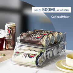 大號飲料收納盒塑料透明雙層可摺疊啤酒可樂易拉罐抽屜冰箱置物架
