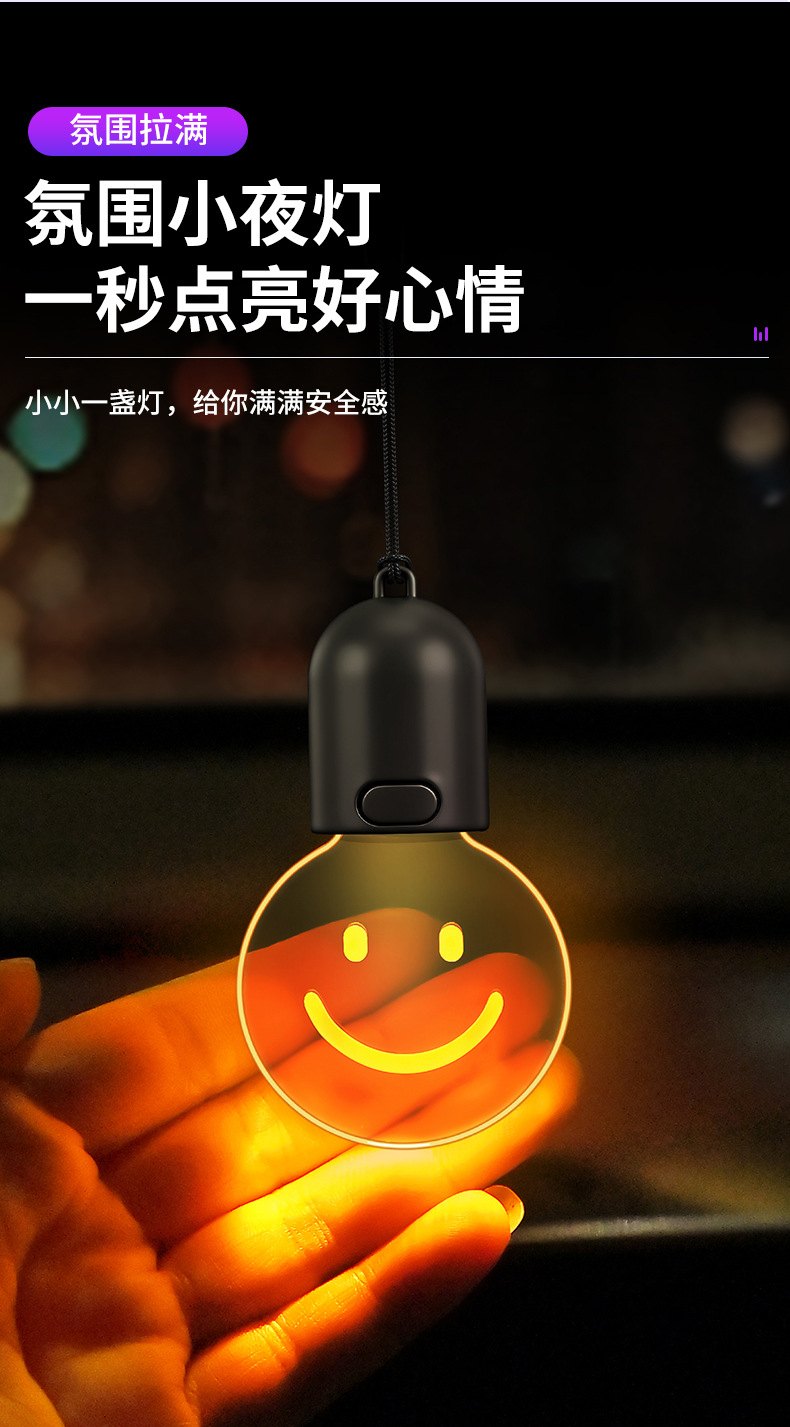 Retro Small Light Bulb Car Atmosphere Light, Wireless Car Hanging Ornament, Rearview Mirror Decoration, Interior Car Modification Decorative Light
