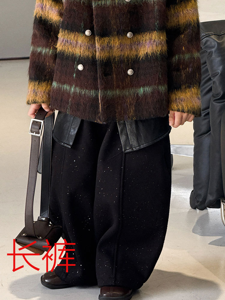 25761 блестящие бархатные черные брюки