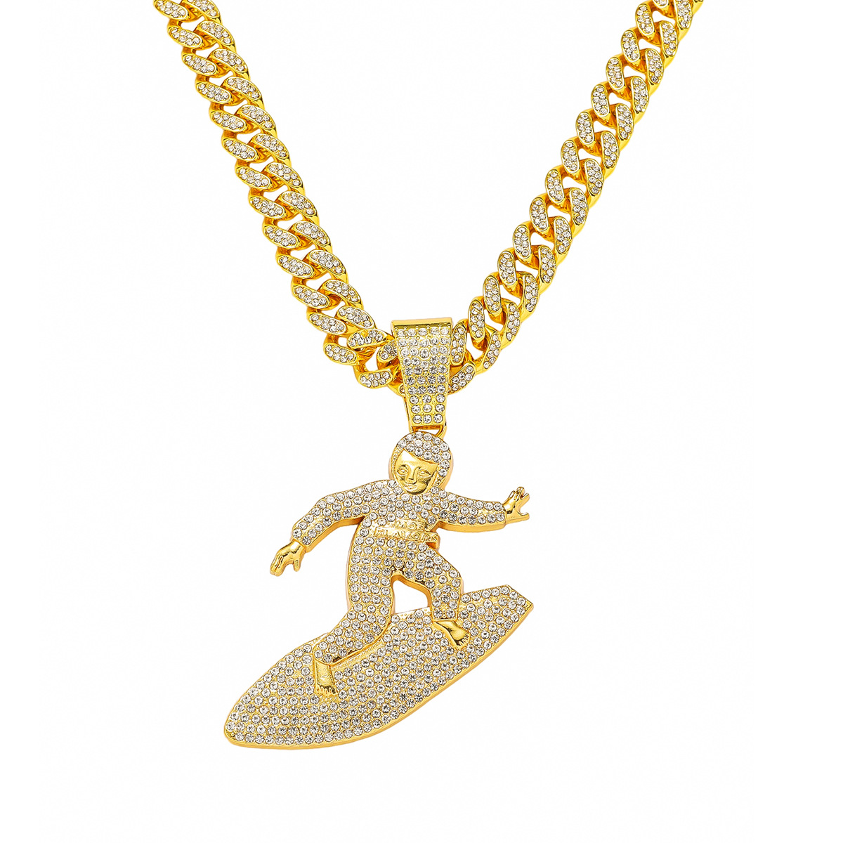 Hip-Hop Retro Skateboard Boy Zinc Alloy Rhinestones Men's Pendant Necklace Men Pendant Necklaces display picture 2