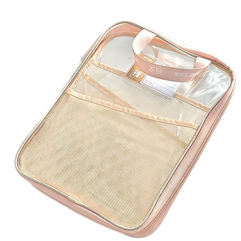 Bolsa de documentos Clasificación de asignaturas de estudiantes de primaria Bolsa de almacenamiento de papel de trabajo de malla con cremallera de doble capa y gran capacidad A4