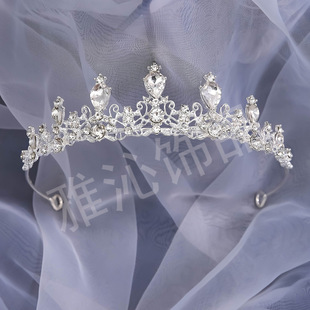 Цирконий для невесты, тиара, аксессуар для волос, кварц, корона, европейский стиль, простой и элегантный дизайн, свадебный аксессуар