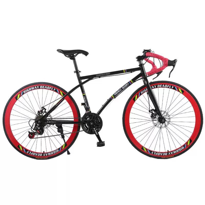 Road Bike Racing, Variable Speed, Freewheel, Curved Handlebars, Ultra-Light, Solid Tires, Fixed Gear, Unisex Cycling, Disc Brakes