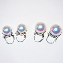 S925银针茶壶珍珠耳扣董卿同款升级全彩天女珠澳白珠贝珠批发供货