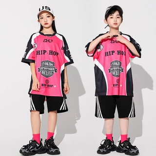 潮酷男女儿童韩国宽松嘻哈速干街舞T恤休闲裤帅气舞蹈演出服套装