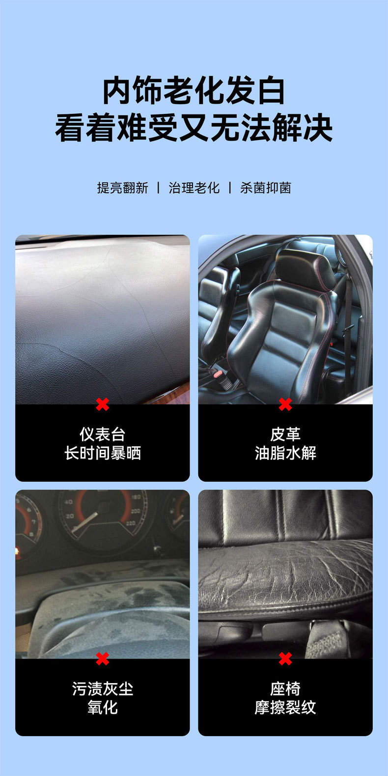 Car interior refurbished coated leather leather seat care agent plastic plate polishing cream wholesale labeling