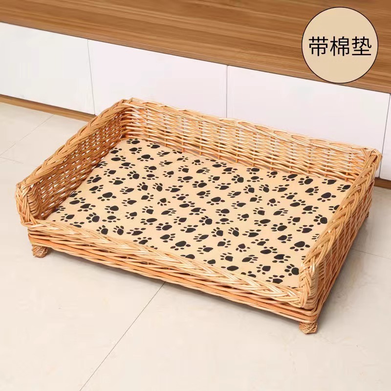 Perro tejido de ratán Perro mimbre mimbre Perro mediano y grande Nido para mascotas extraíble y lavable disponible en todas las estaciones Teddy Satsuma Cama para perros Golden Retriever Nido para gatos
