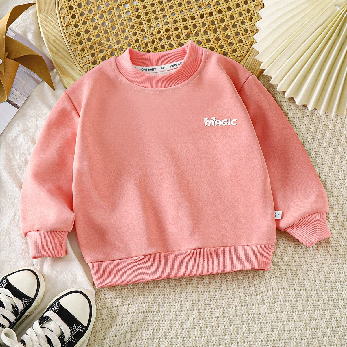 Children's sweatshirt unisex autumn, western/Korean style, sizes 80–140 cm, pink/beige/gray