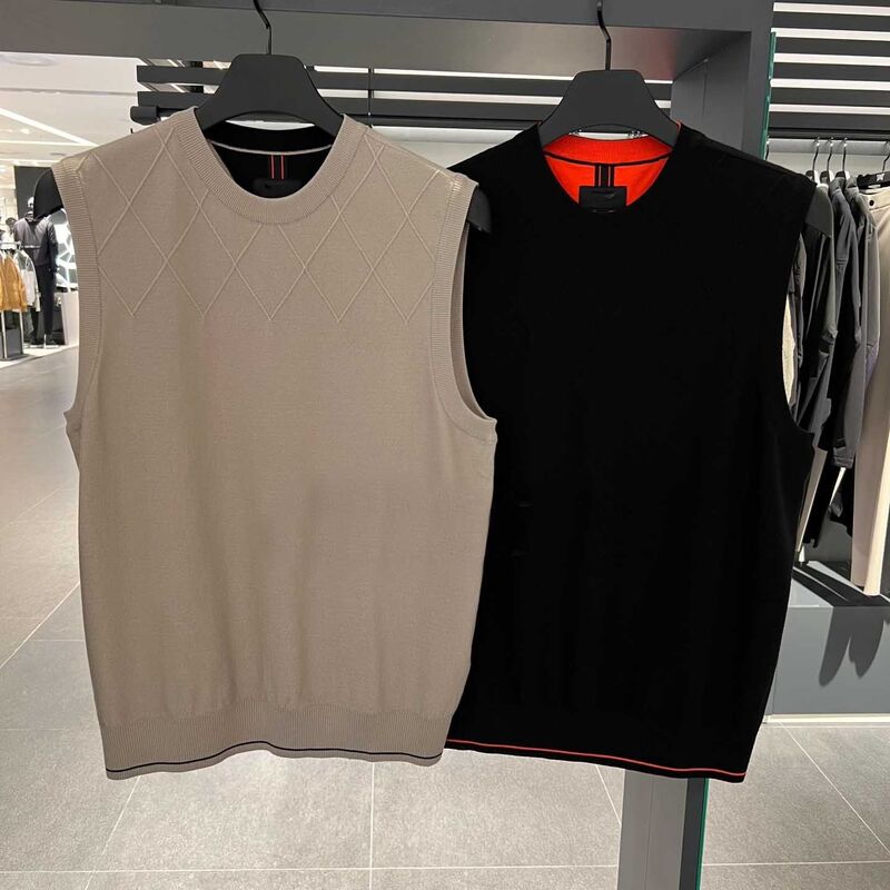 New Korean Style Men's 25 Spring and Summer Golf Clothing Round Neck Knitted Vest Soft and Versatile Casual Top