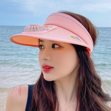 带风扇的帽子成人夏季遮阳帽女可充电UV防晒帽遮阳帽女款户外海边