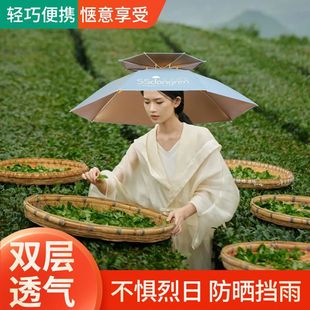 Fishing Umbrella with Hat, Sunshade Umbrella for Outdoor Tea Picking, Sanitation, Sun Protection, Large Foldable Ultra-Light Sunshade Hat
