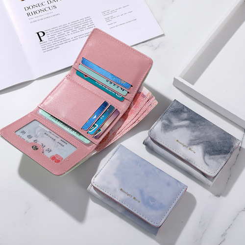 Cross-border women's high-end compact and simple short wallet Simple student Korean version women's three-fold coin purse